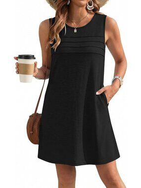 Womens Black Polyester Cover Up Swimsuit Bathing Suit Coverup Pleated Front